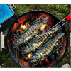 3 Section BBQ Barbeque Fish Charcoal Grill Net Basket-Silver
