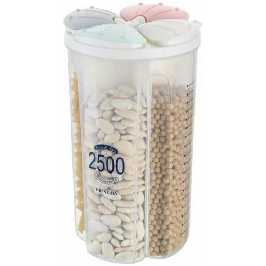 4 Section Cereal Food Dispenser Storage Jar Box Container Bin, Colourless Food Savers & Storage Containers TilyExpress