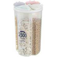 4 Section Cereal Food Dispenser Storage Jar Box Container Bin, Colourless