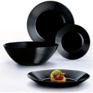 Luminarc 19 Piece Plates, Side Plates And Bowls Dinner Set, Light Black Accent Plates TilyExpress