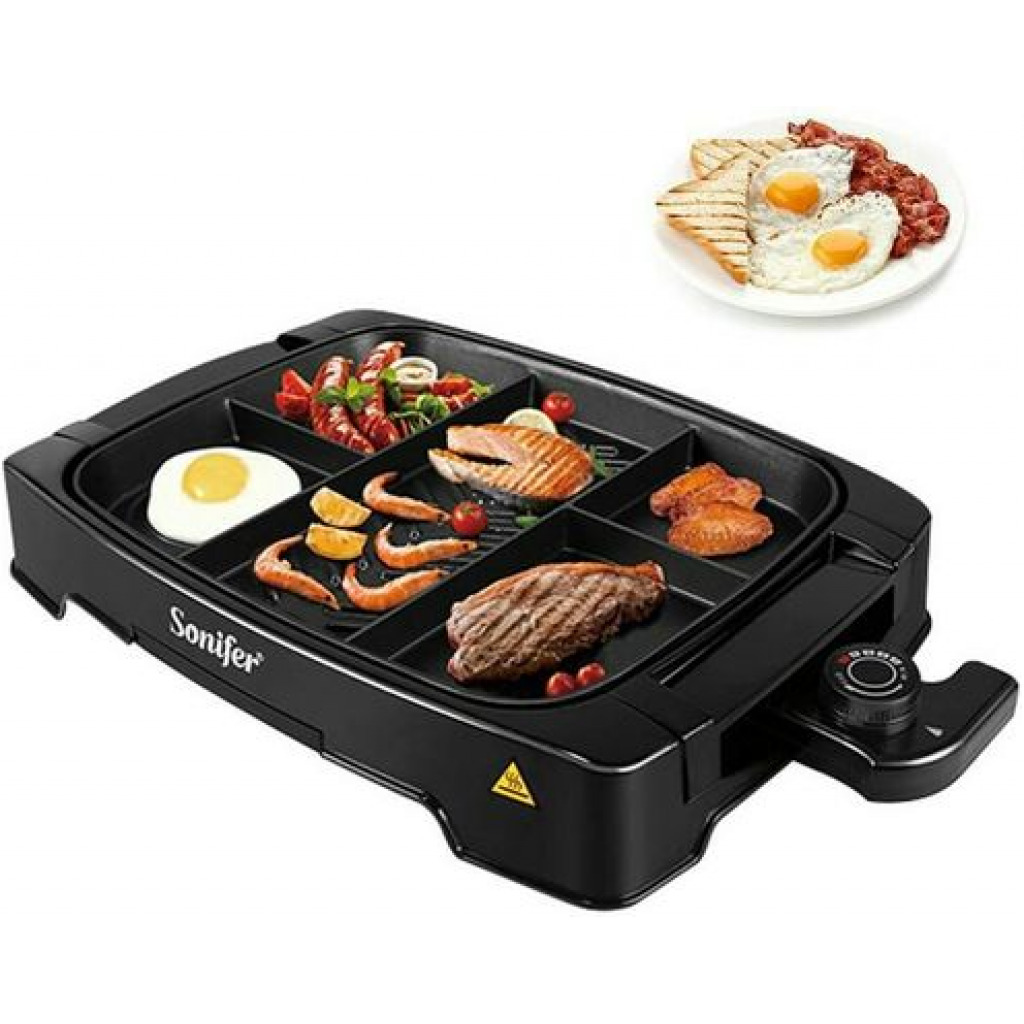 Sonifer Electric Multi Portion Grill Powerful Electric BBQ Grill Cooker SF-6074 -Black