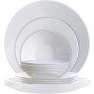 Luminarc 18 Piece Plates, Side Plates And Bowls Dinner Set, White