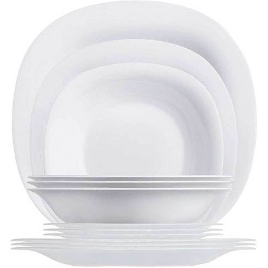 Luminarc 18 Piece Plates, Side Plates And Bowls Dinner Set, White