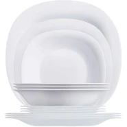 Luminarc 18 Piece Plates, Side Plates And Bowls Dinner Set, White