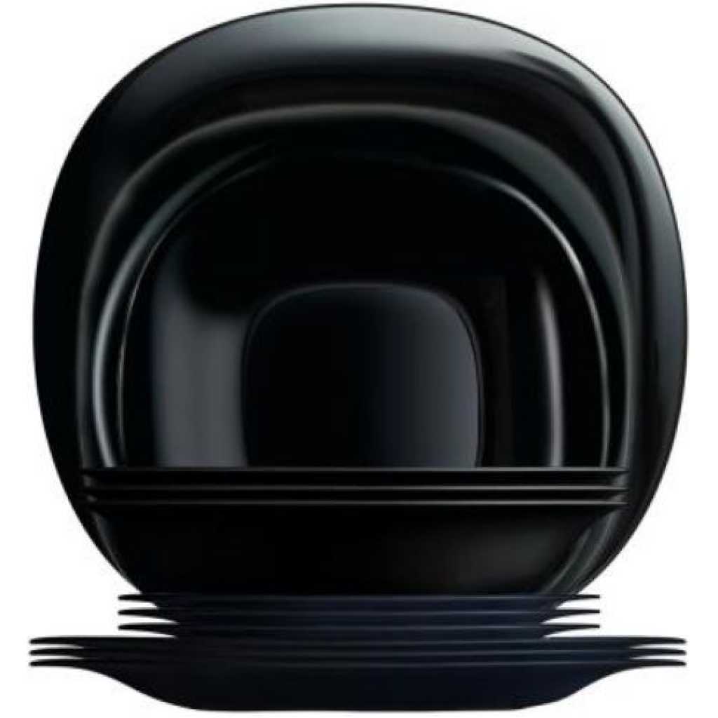 Luminarc 18 Piece Plates, Side Plates And Bowls Dinner Set, Black