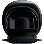 Luminarc 18 Piece Plates, Side Plates And Bowls Dinner Set, Black