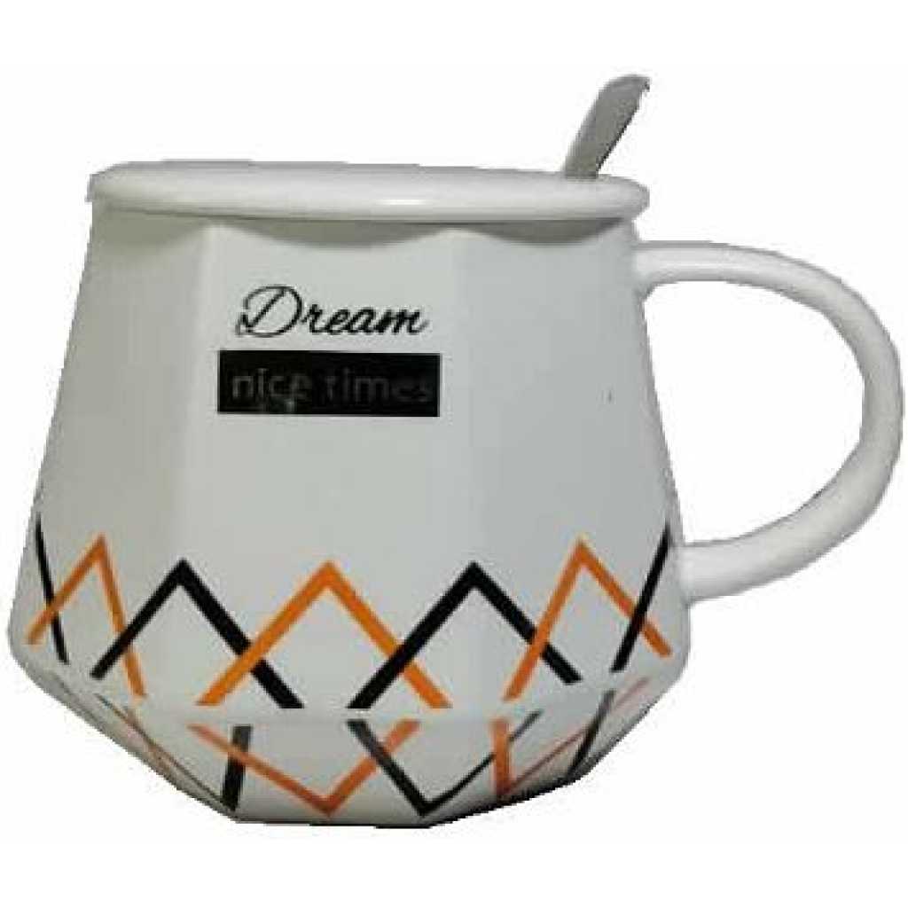 Portable Breakfast Coffee Mug, Tea Cup Gift Set -Cream