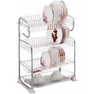 4 Tier Stainless Steel Dish Draining Storage Rack, Silver