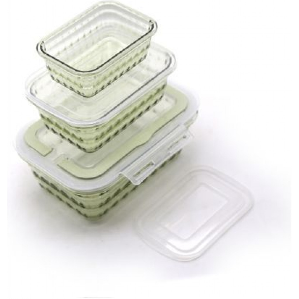 3 Piece Melamine Food Storage Container Box-Green Food Savers & Storage Containers TilyExpress