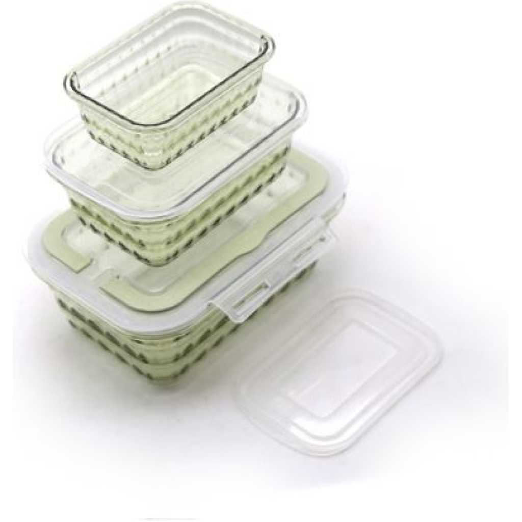 3 Piece Melamine Food Storage Container Box-Green