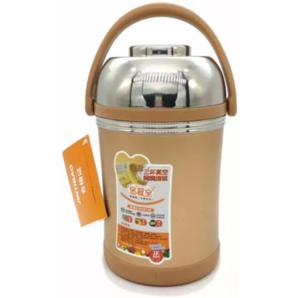 2.5 Litre Stainless Steel Food Flask Storage Lunch Box Container-Brown Lunch Boxes TilyExpress 6