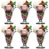 6 Pieces Of Flower Ice Cream Glasses Cups, Dessert Sundae Bowls-Colorless