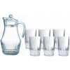 Luminarc 6 Pieces Of Juice Glasses And 1Piece Jug Water Set Cups-Colorless