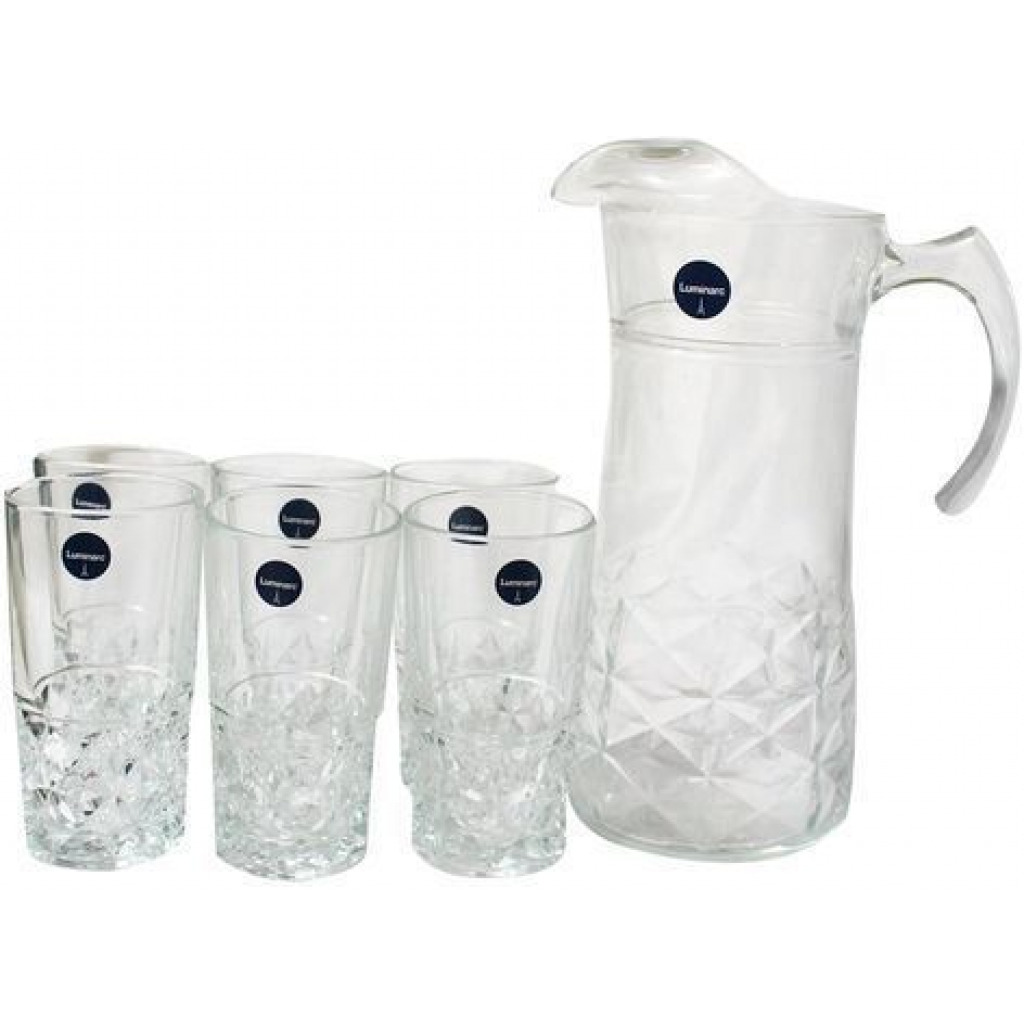 Luminarc 6 Pieces Of Juice Glasses And 1Piece Jug Water Set Cups-Colorless Glassware & Drinkware TilyExpress