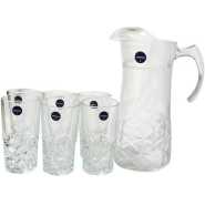 Luminarc 6 Pieces Of Juice Glasses And 1Piece Jug Water Set Cups-Colorless