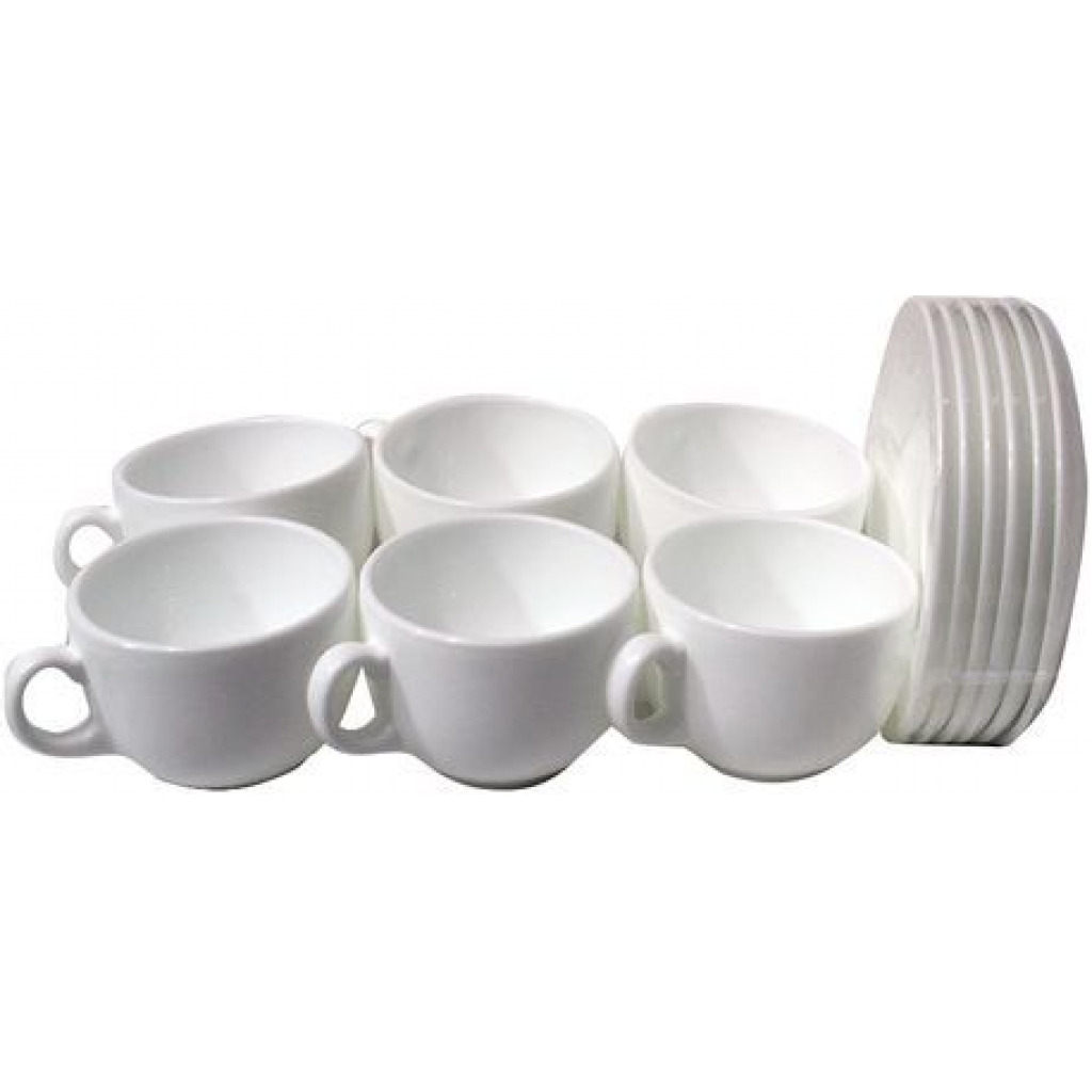 Luminarc 6 Pieces Of Cups And 6 Saucers -White