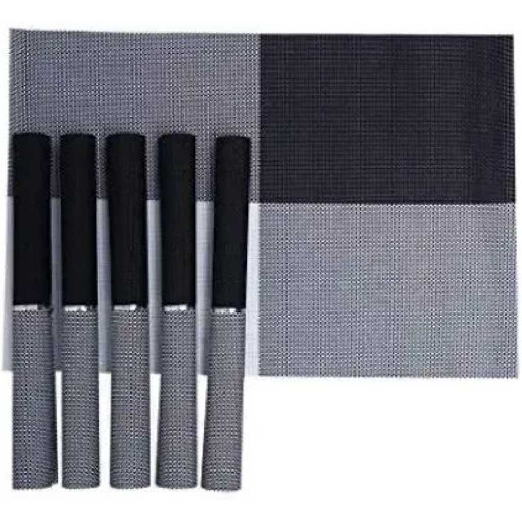 6 Pieces Of Placemats Table Mats With a Runner - Black