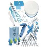 136 PCS Cake Decorating, Turntable Stand, Baking Set, Blue