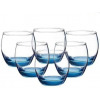 Luminarc 6 Pieces Of Oval Water Juice Drinking Glasses Cups -Blue