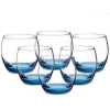 Luminarc 6 Pieces Of Oval Water Juice Drinking Glasses Cups -Blue