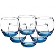 Luminarc 6 Pieces Of Oval Water Juice Drinking Glasses Cups -Blue Bar Cocktail & Wine Glasses TilyExpress 2