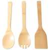 3Pcs Bamboo Kitchen Tools Set - Wooden Solid Turner, Spatula, & Slotted Spatula Kitchen