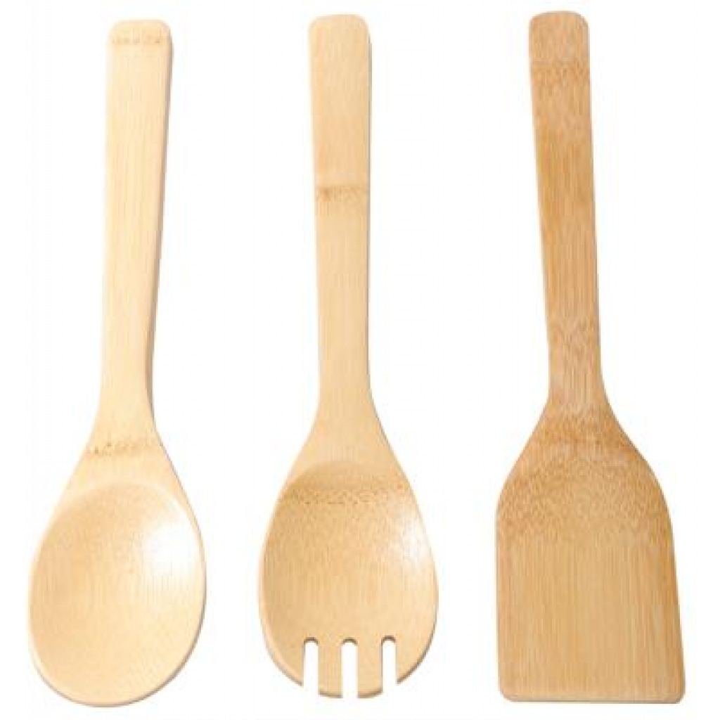 3Pcs Bamboo Kitchen Tools Set – Wooden Solid Turner, Spatula, & Slotted Spatula Kitchen Cooking Utensils TilyExpress
