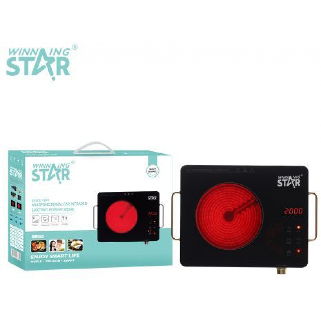 Winningstar Electric Infrared Cooker Vitro ceram Panel Portable Single Burner, Black