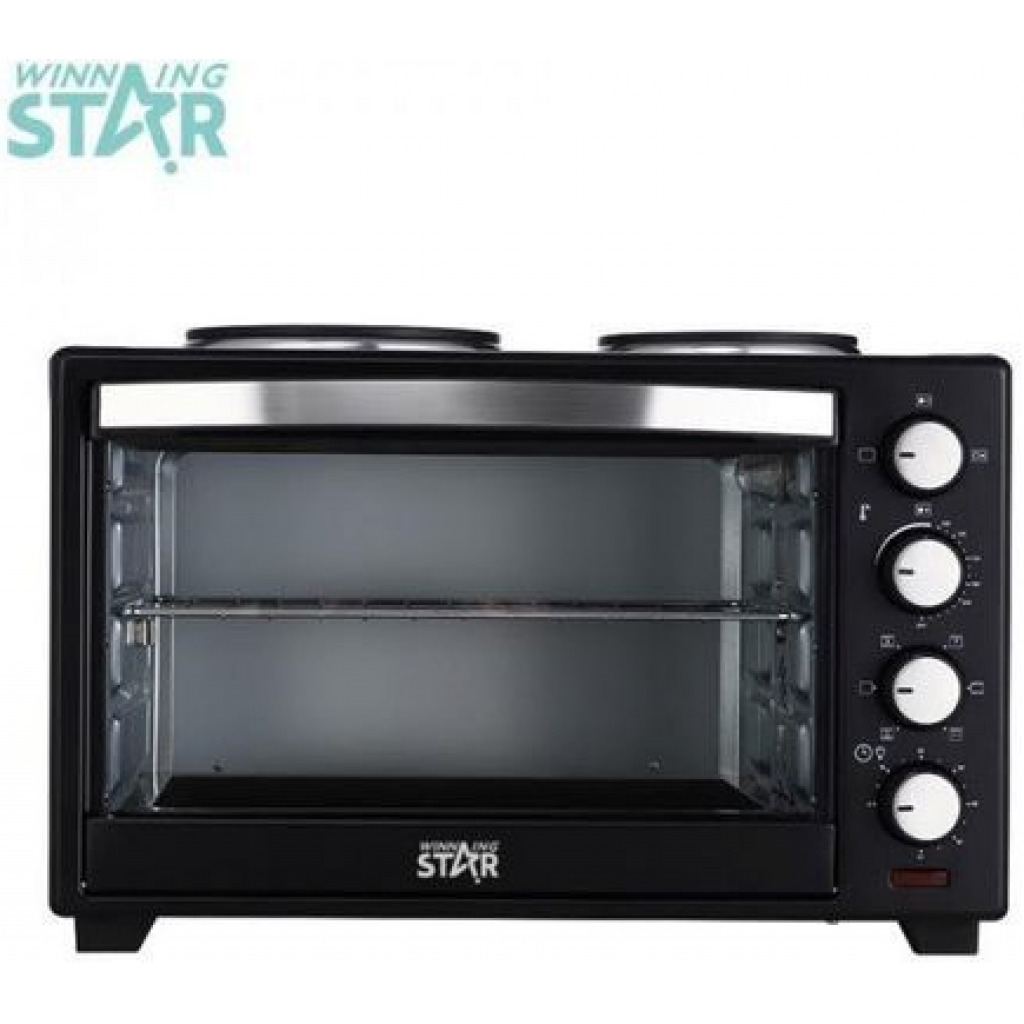 Winningstar 40 Litres Electric Oven Cooker With 2 Hot Plates- Black