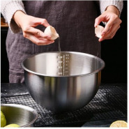 20Cm Kitchen Steel Mixing Bowl For Baking Cooking Salad Fruits- Silver