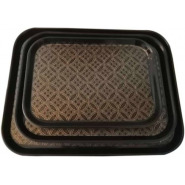 3 Pieces Of Rubber Non-slip Serving Trays Platters, Black