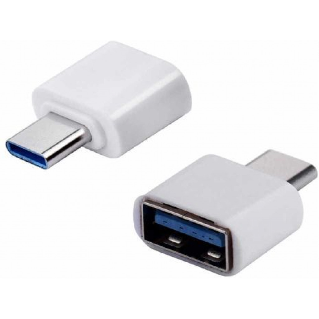 USB OTG Type-C Male To USB Female OTG Data Adapter - White