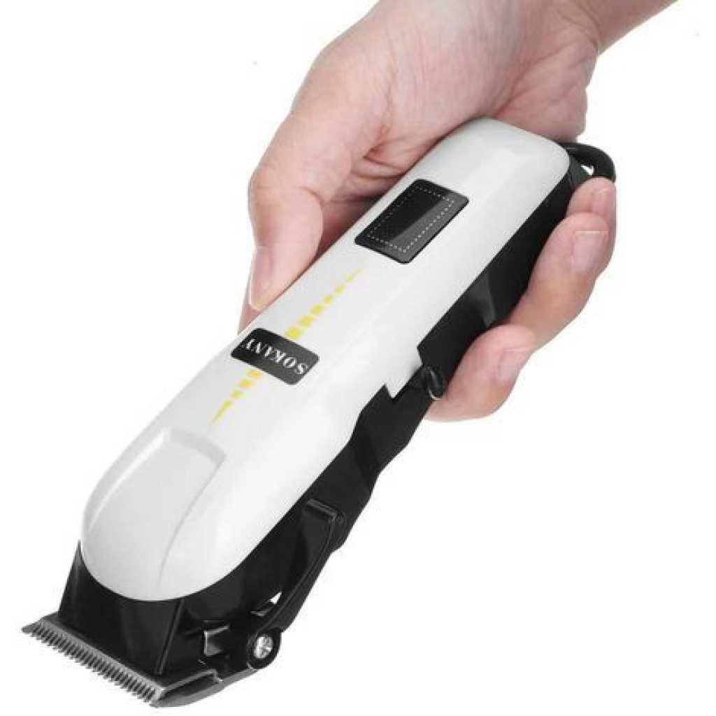 Sokany Rechargeable Hair Clipper Shaving Machine - White