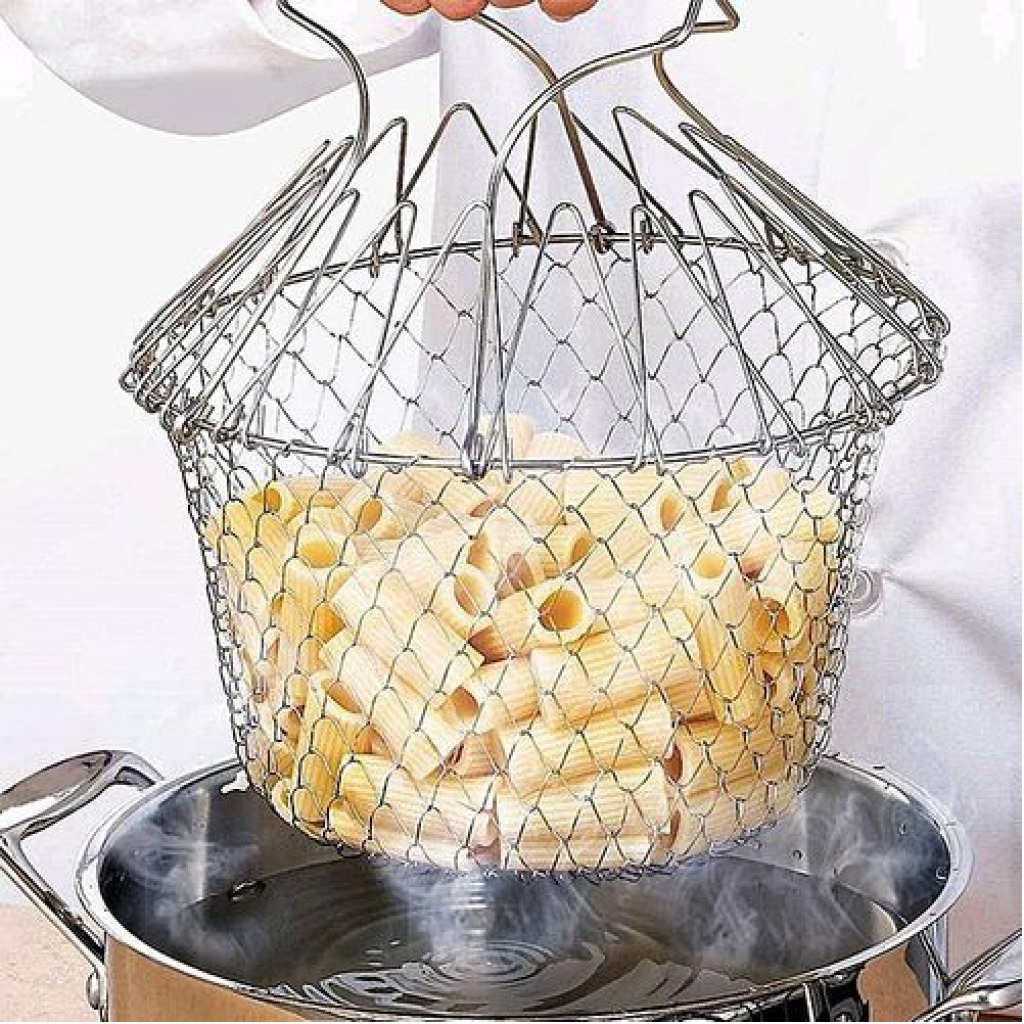 Foldable Multi-Purpose Chef Basket - Silver