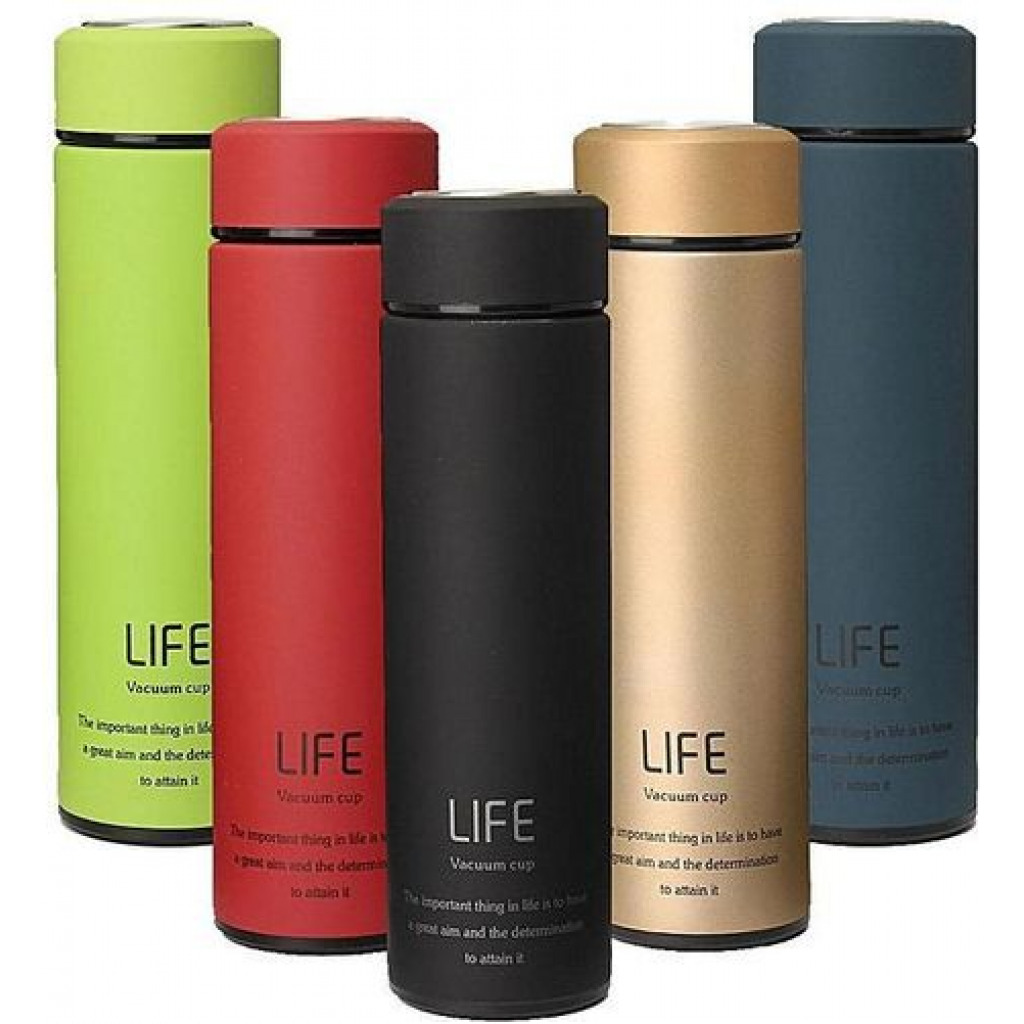 Life Stainless Steel Tea Water Coffee Flask Vacuum Bottle, 450ml - Red