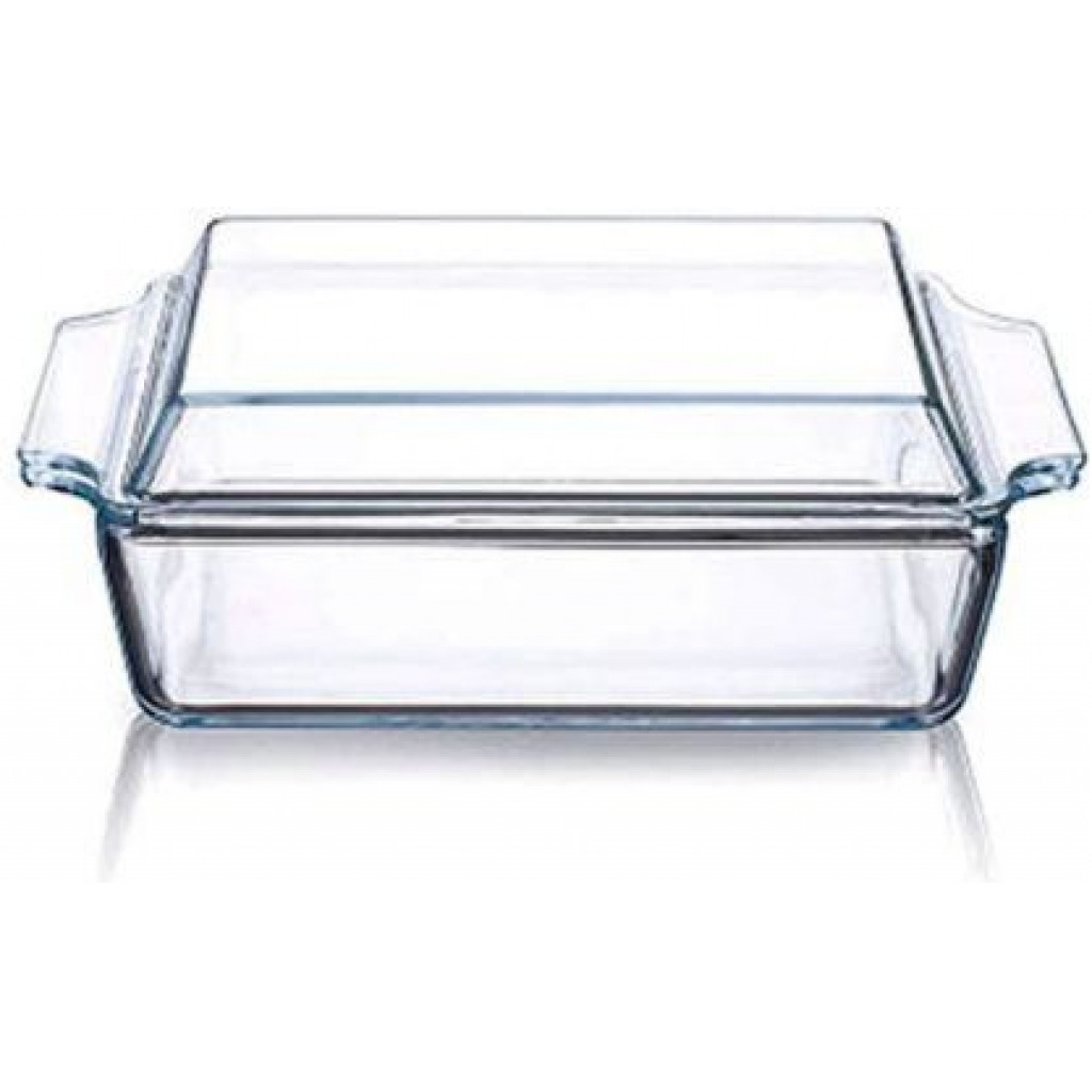 3 Piece Rectangle Glass Bakeware Dishes Microwave Oven Bowls With Lids - Colorless