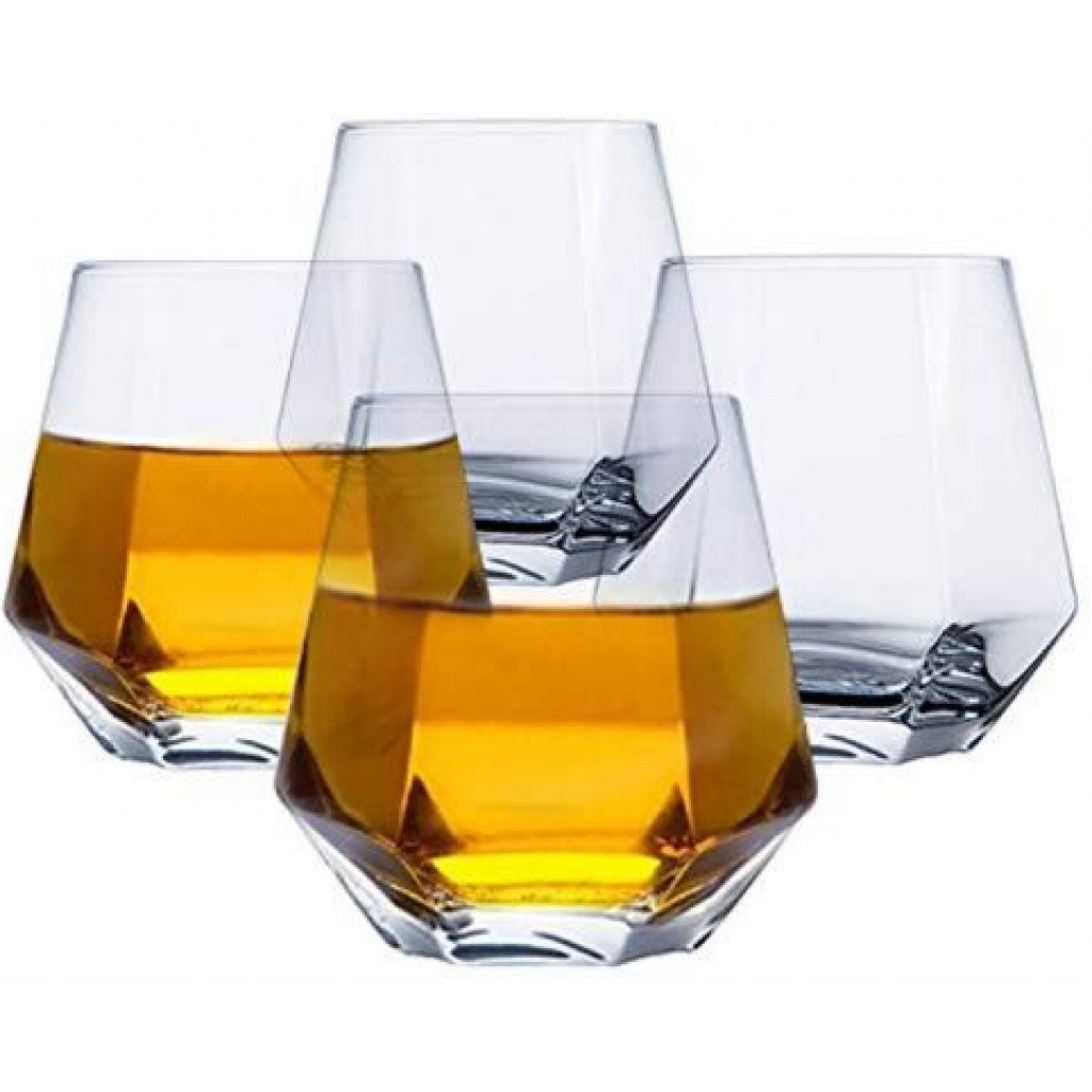 6 Pieces Of Diamond Wine Juice Cup Glasses - Colorless