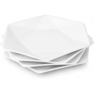 6 Pieces Of Hexagonal Plain Design Dinner Plates -White. Dinner Plates TilyExpress