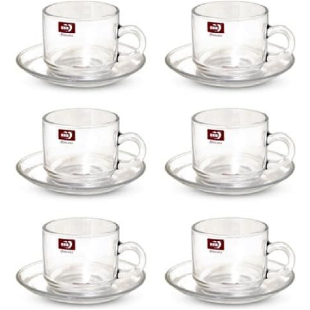 6 Pieces Of Cups And 6 Saucers - Colourless