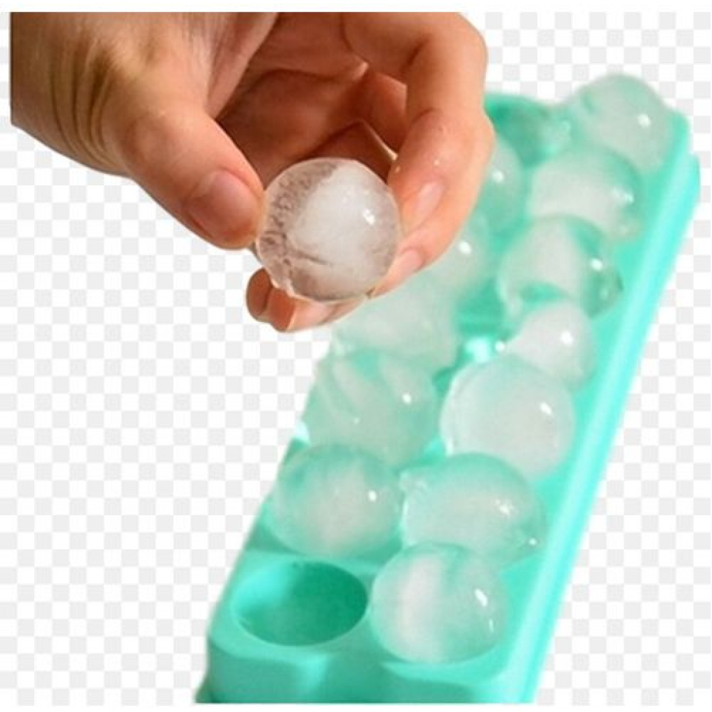 2 Piece, 14 Grid Round Ice Cube Tray Mould Ice Ball Maker-Green Ice Buckets & Tongs TilyExpress 6