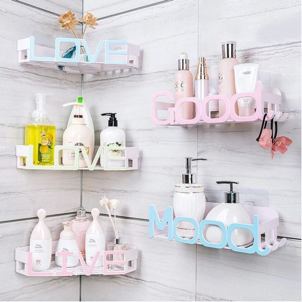 2 piece Letter Wall-mounted Bathroom Shelf Rack Holder Organizer-Multicolor