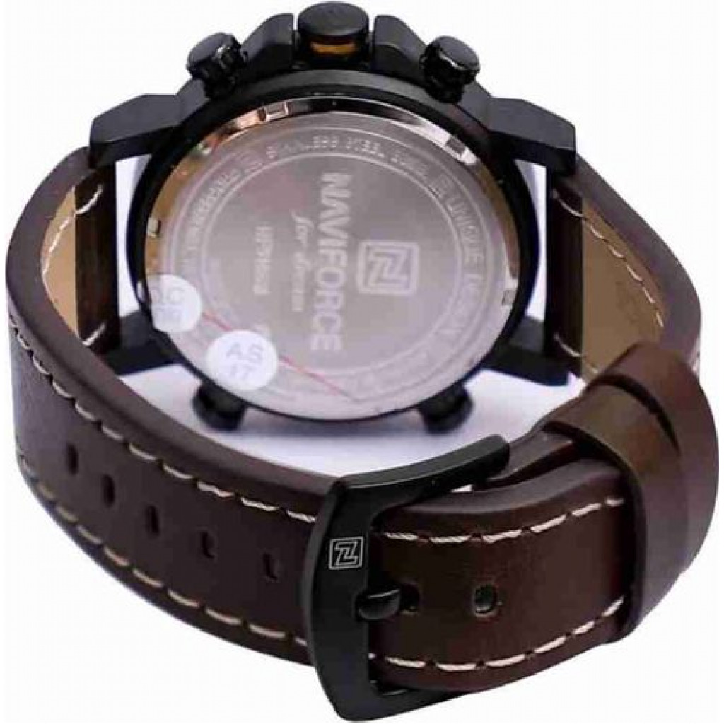 Naviforce Dual Leather Strapped Men's Watch - Brown
