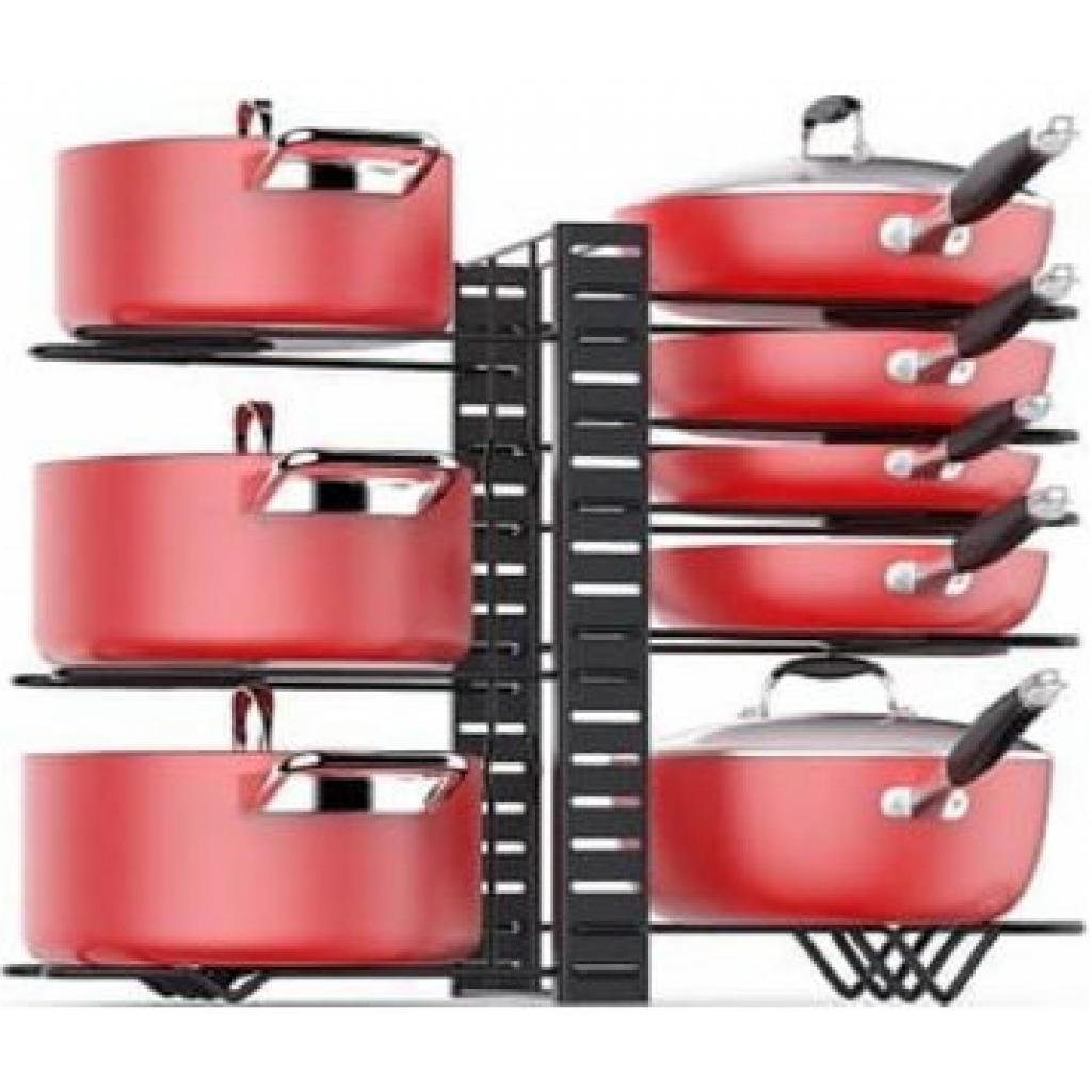 Kitchen Pots And Saucepans Rack Holder Storage Organizer - Black