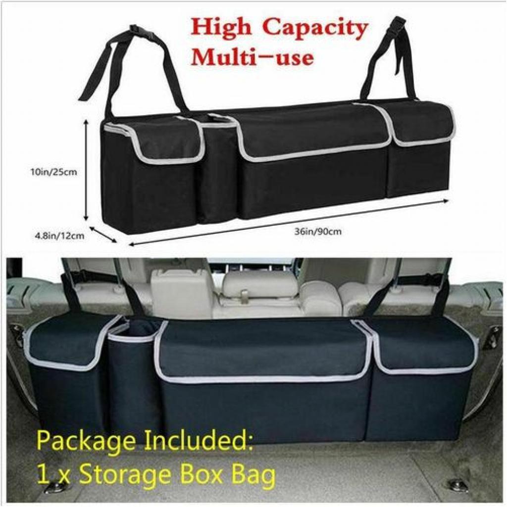 Car Trunk Organizer Interior Accessories Back Seat Big Storage Box Bag-Black