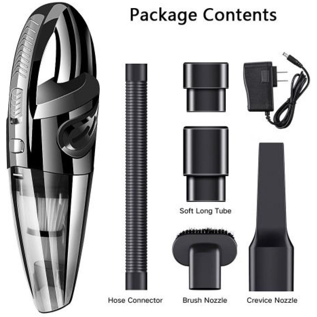 Portable Auto Home, Car Vacuum Cleaner Dust Busters , Hand Vacuum Cordless Rechargeable Low Noise Wet and Dry Use -Black