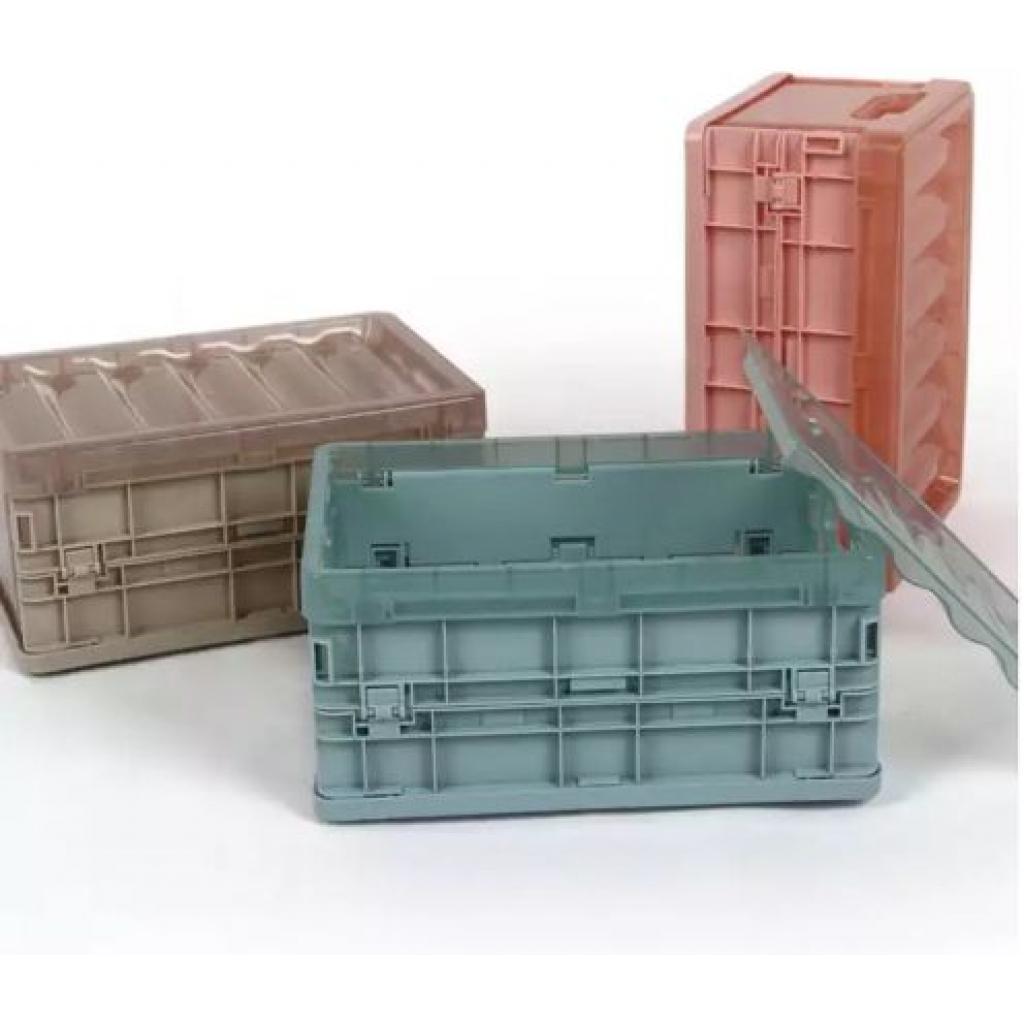 30*22*41cm Plastic Storage Container Basket Stack Foldable Organizer Box -Pink