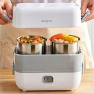 Portable Electric Lunch Box Heating Food Steamer Container, White