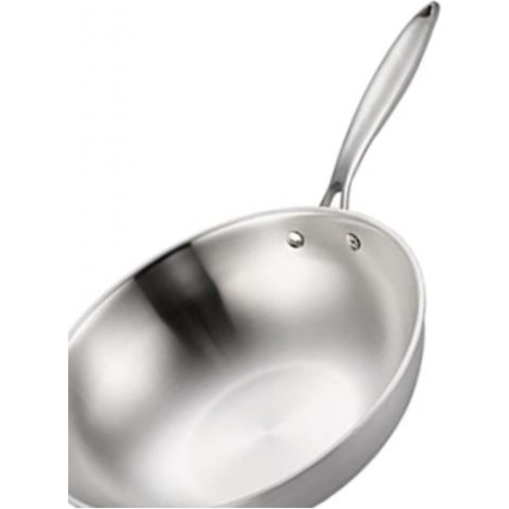 30Cm Stainless Steel Wok Gas Induction Cooker Frying Saucepan, Silver Cooking Pans TilyExpress 2