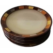 6 Pieces Of Checked Food Serving Dinner Plates, Cream Accent Plates TilyExpress
