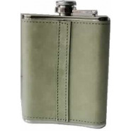 Jack Daniels 9 Oz Stainless Steel Leather Whisky Hip Flask, Pocket Bottle Storage Grey